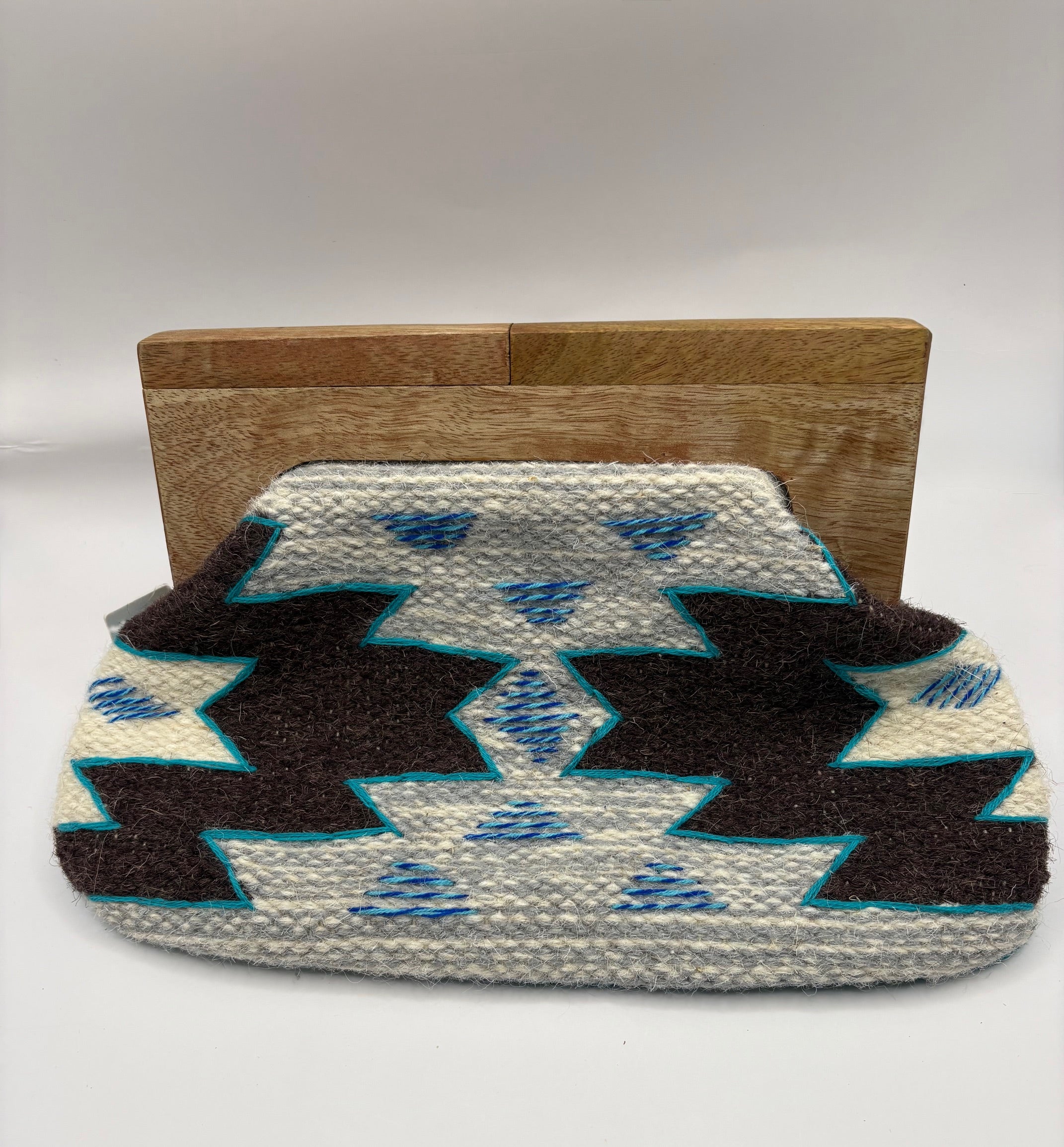 Pattern Fabric Clutch Purses with Wodden Handle